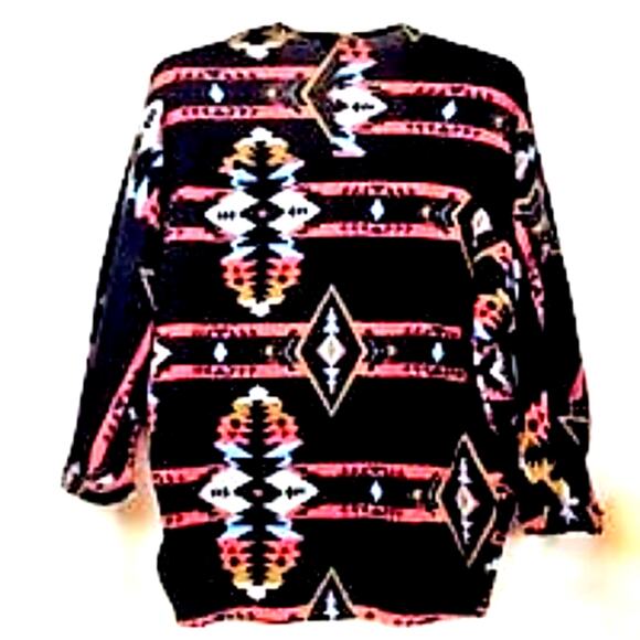 Painted Threads Open Front Black Orange Aztec Cardigan - Picture 9 of 12